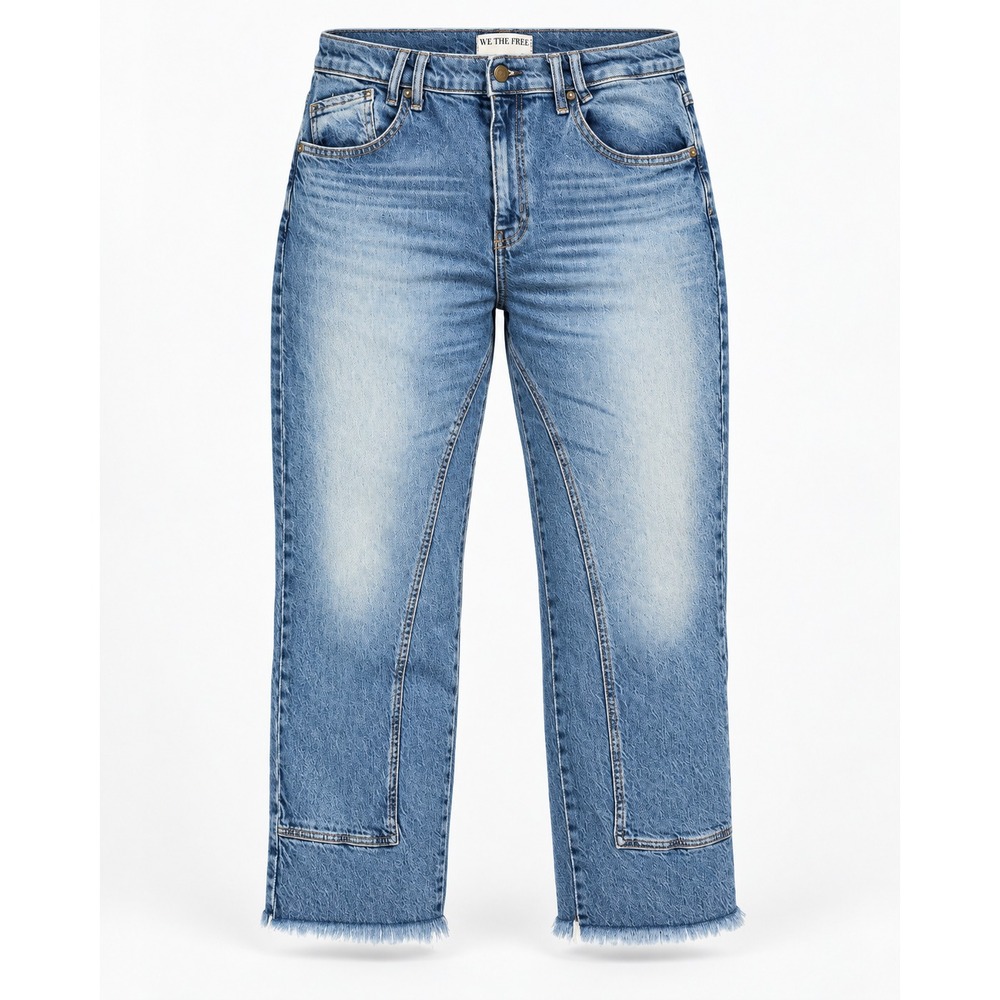Free People We The Free Risk Taker Jeans Womens 32 High Rise Straight Blue Denim